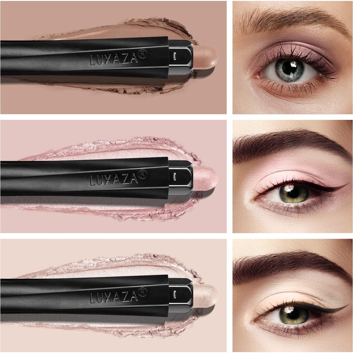 Barra de Sombra de Ojos Crema LUXAZA 3PCS Mate y Brillante