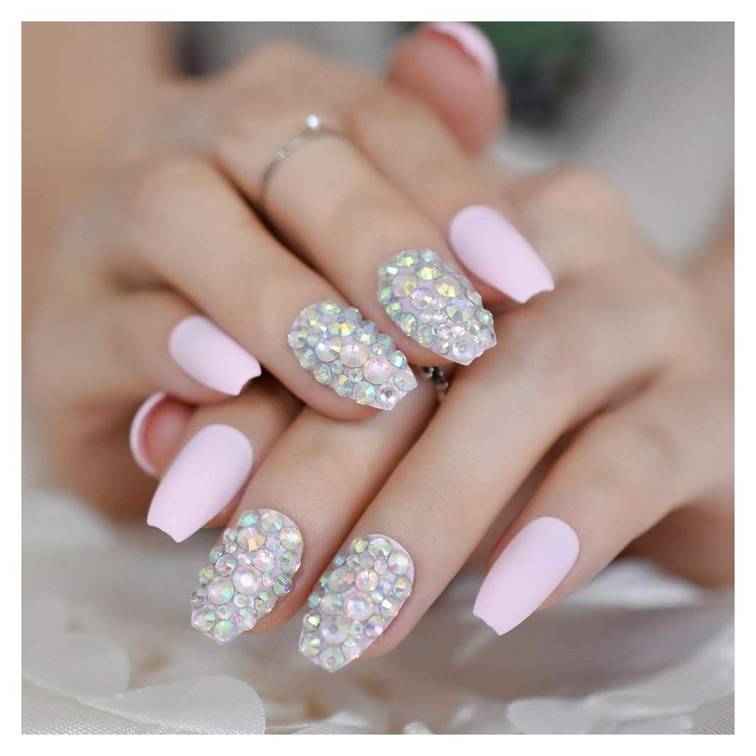 Uñas Falsas Coolnail Rosa Caramelo 24 Piezas Mate 3D