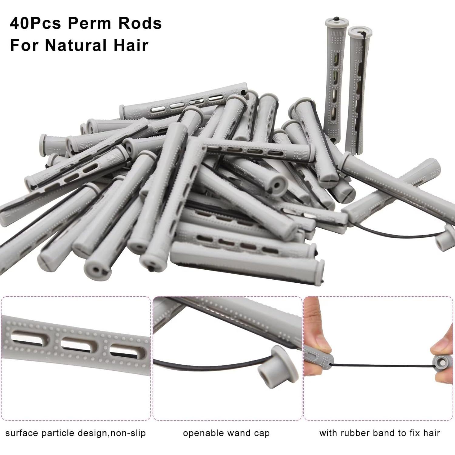 40 Rulos de Perm para Cabello Gris FEEL ME 8.3cm Sin Calor