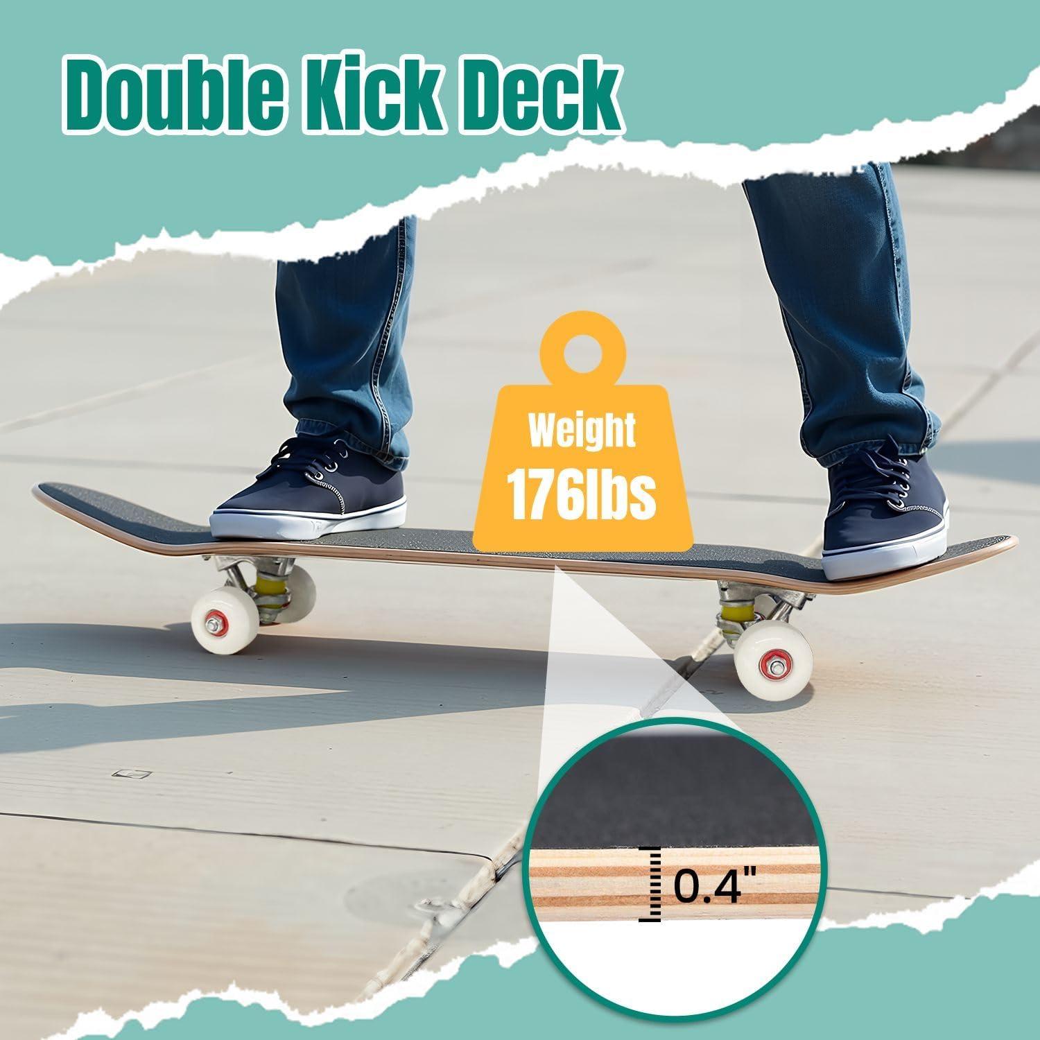 Patineta Completa UHMLTCRBOD 31" x 8" 7 Capas Arce Doble Kick