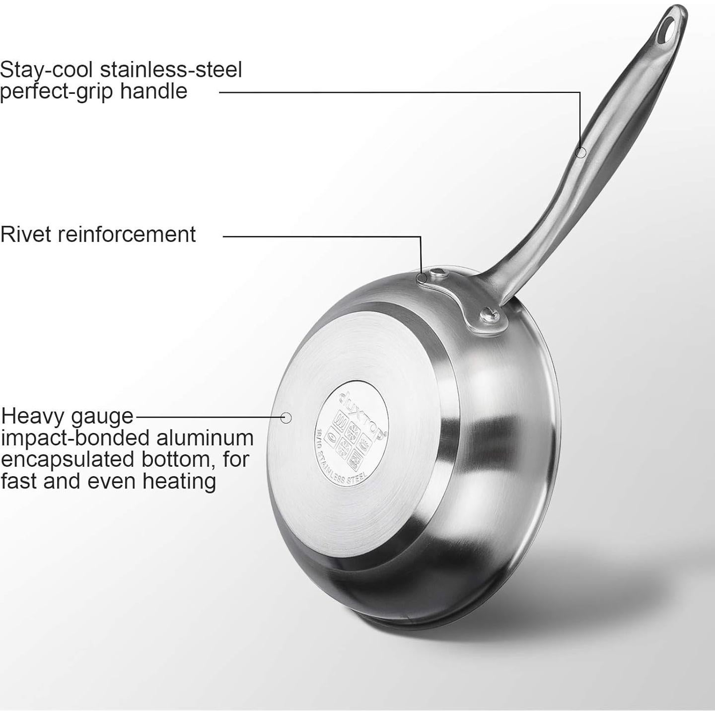 Sartén de Acero Inoxidable Duxtop 20 cm con Mango Frío