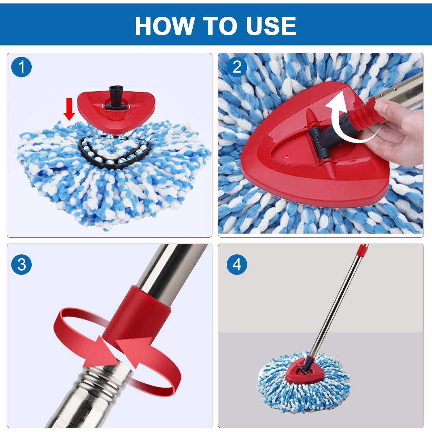 Repuesto Cabeza Mopa RinseClean Spin Vileda 2 Tanques 4 Paños