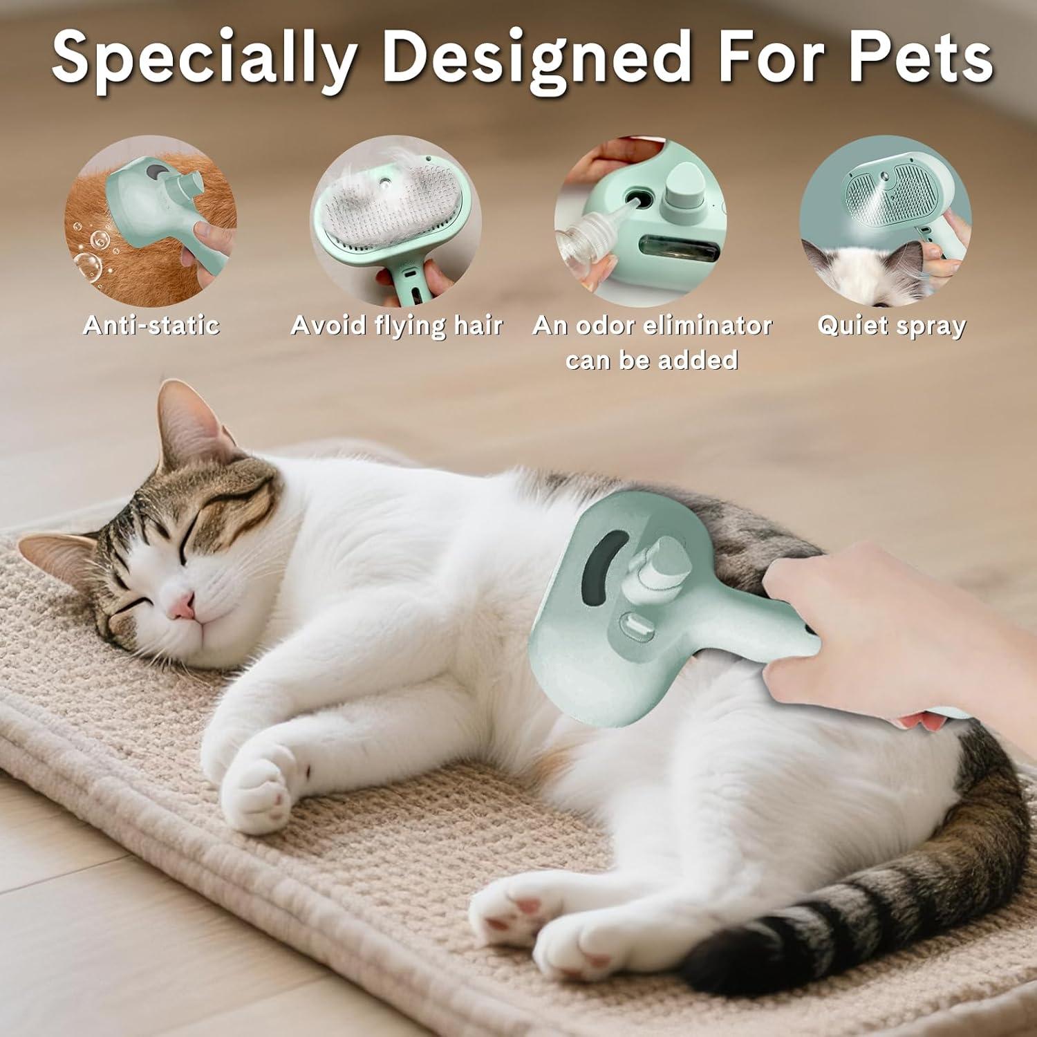 Cepillo de Vapor para Mascotas HESUSLA Verde 2 en 1 Deshedding