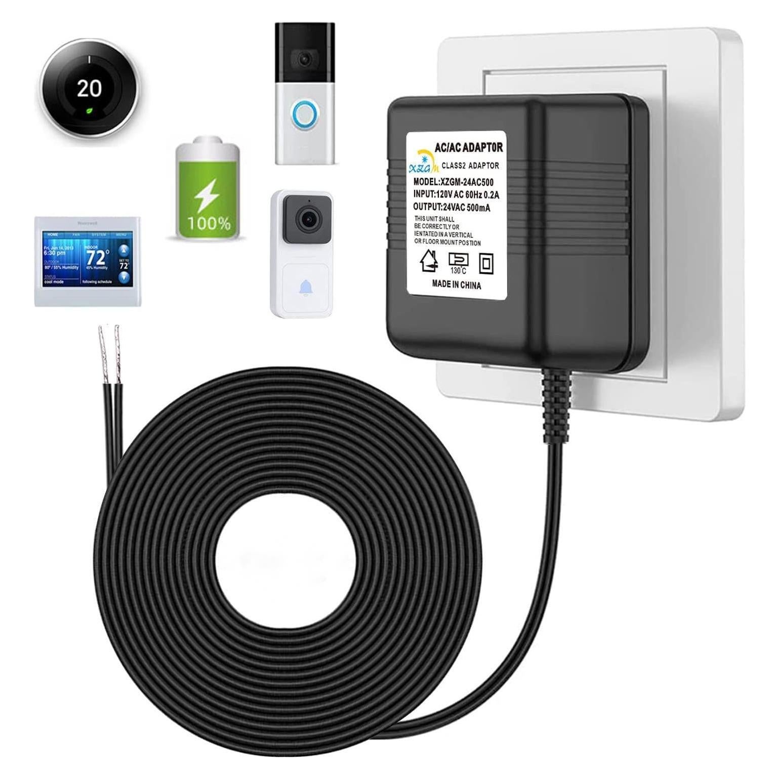 Adaptador de Timbre de 24V XZGM 5m Negro Compatible Nest