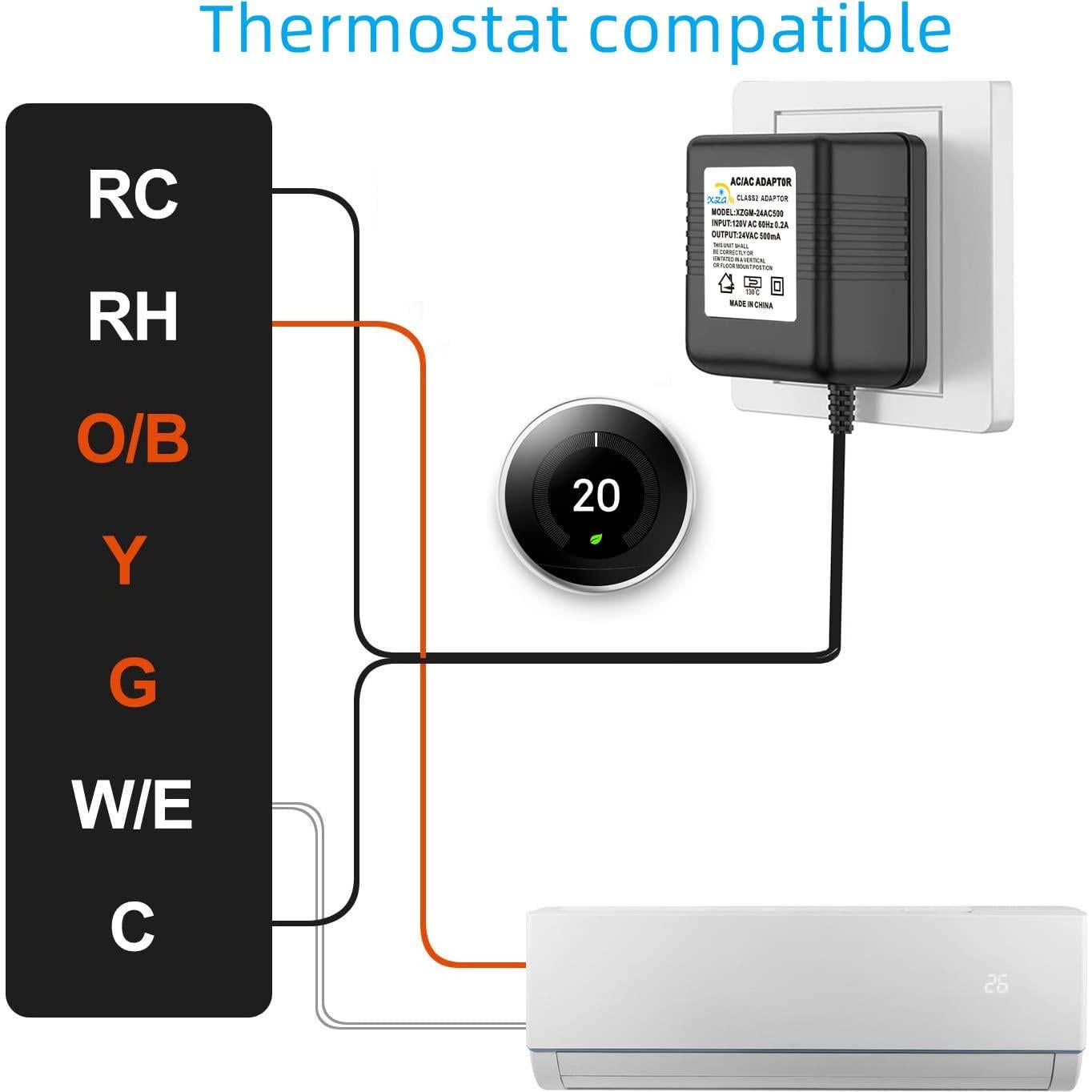Adaptador de Timbre de 24V XZGM 5m Negro Compatible Nest