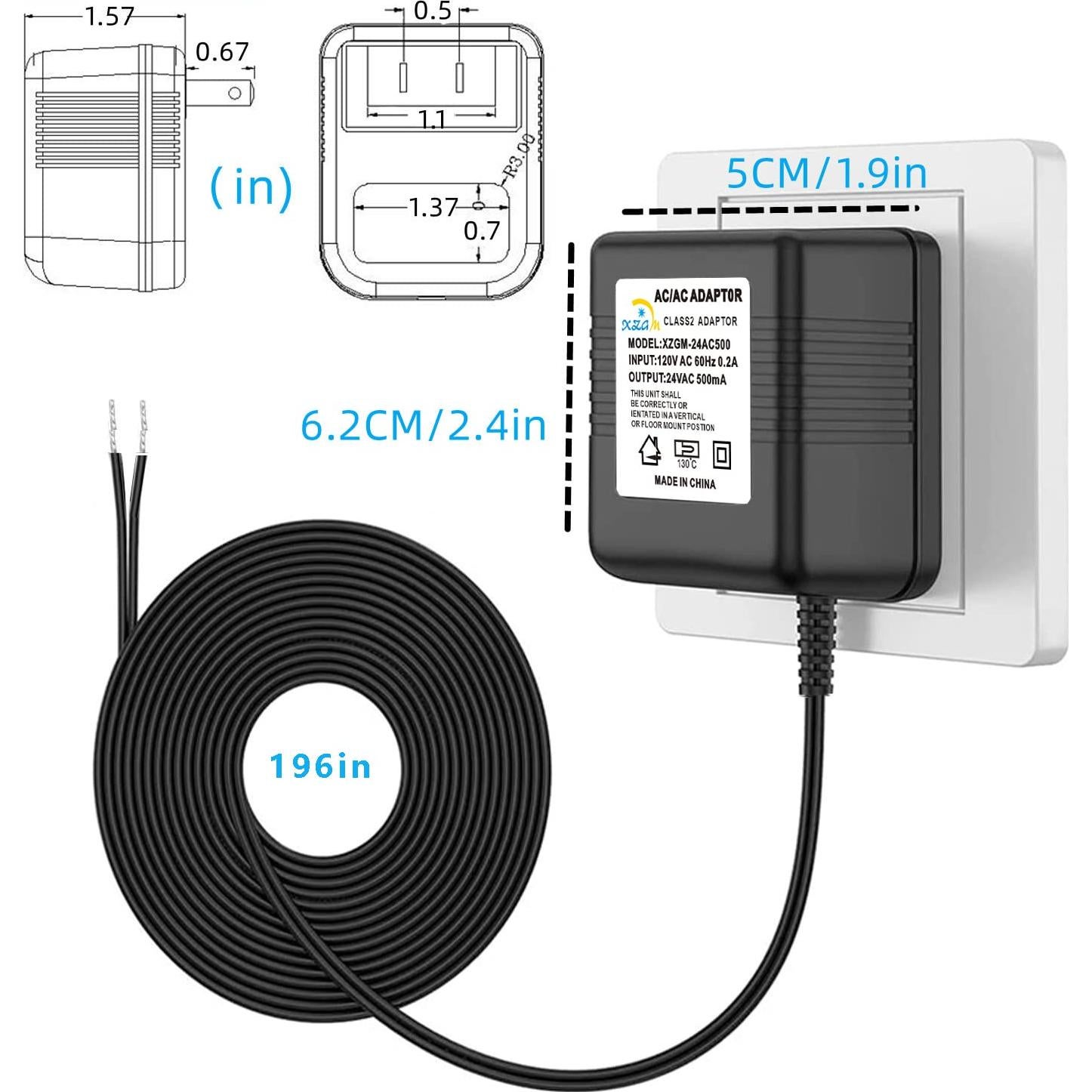 Adaptador de Timbre de 24V XZGM 5m Negro Compatible Nest