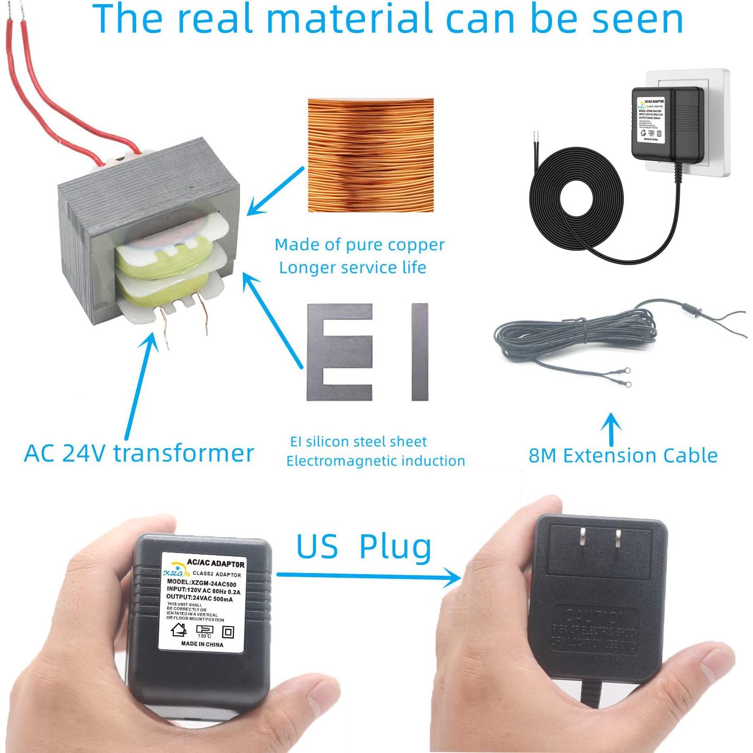 Adaptador de Timbre de 24V XZGM 5m Negro Compatible Nest