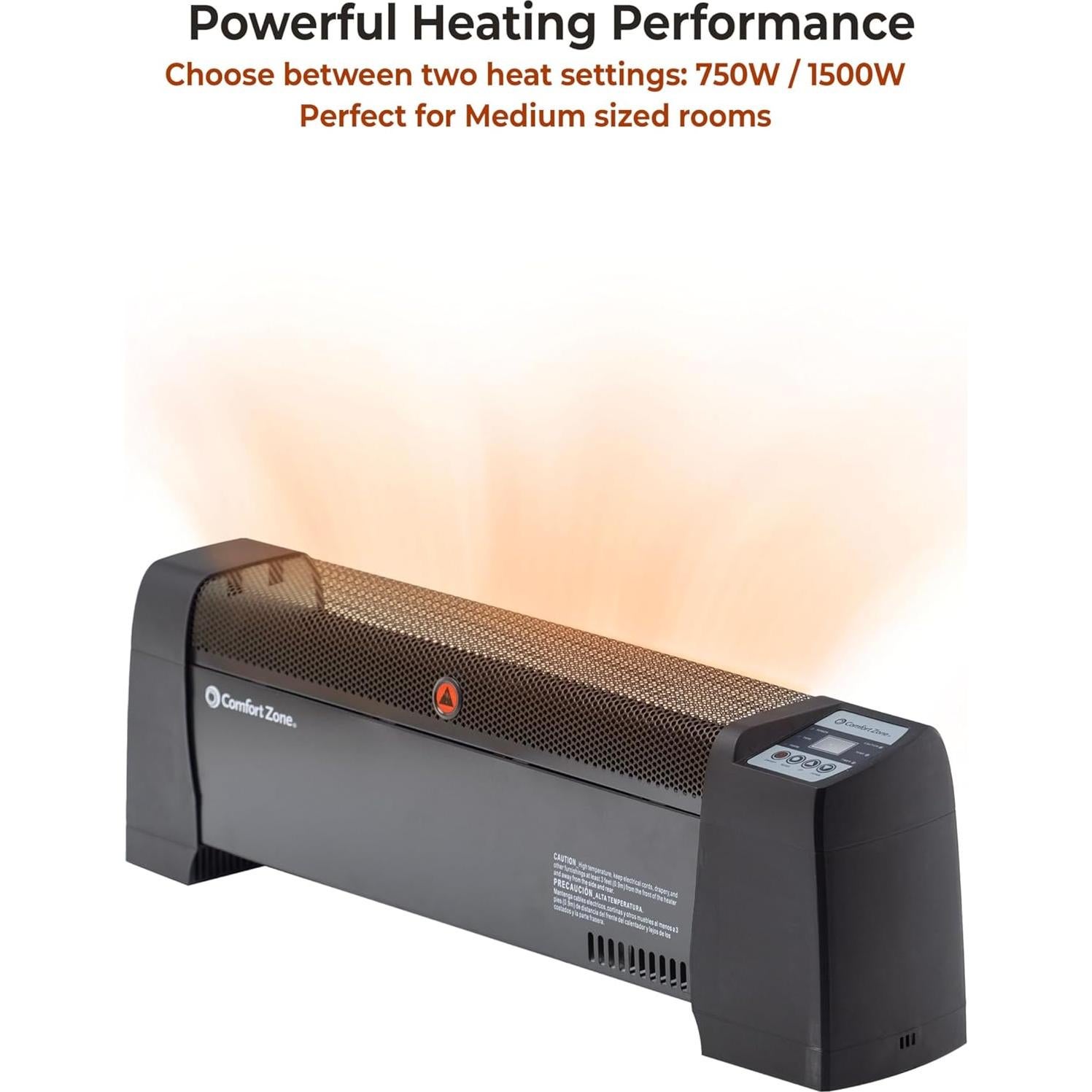Calefactor de Zócalo Comfort Zone CZ650B 1500W Digital Negro