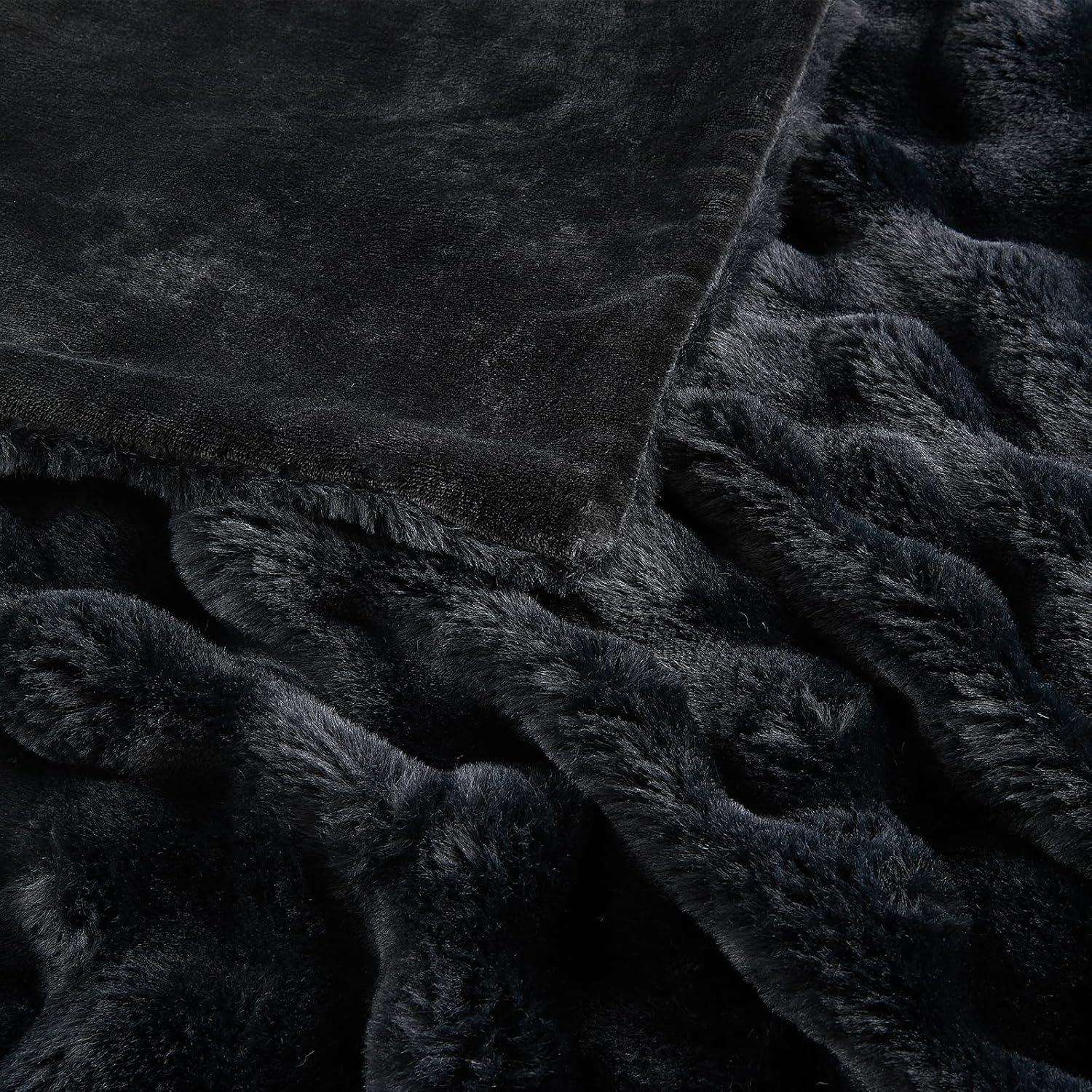 Manta de Piel Sintética Lotus Karen Negra 127x152 cm