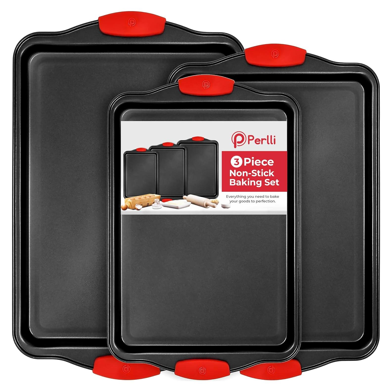 Juego de bandejas para hornear PERLLI 3 piezas acero al carbono
