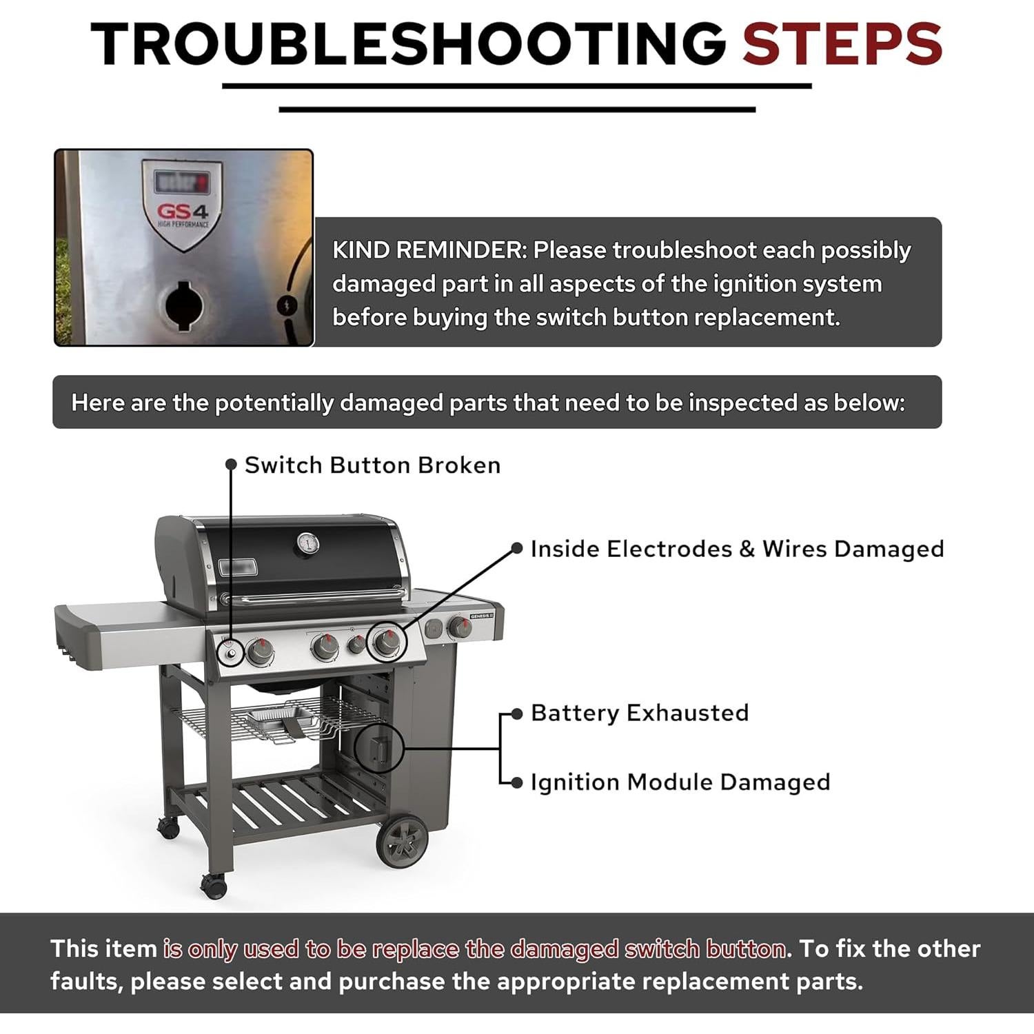 Interruptor de Encendido Weber GS4 para Parrillas Genesis II y Spirit II