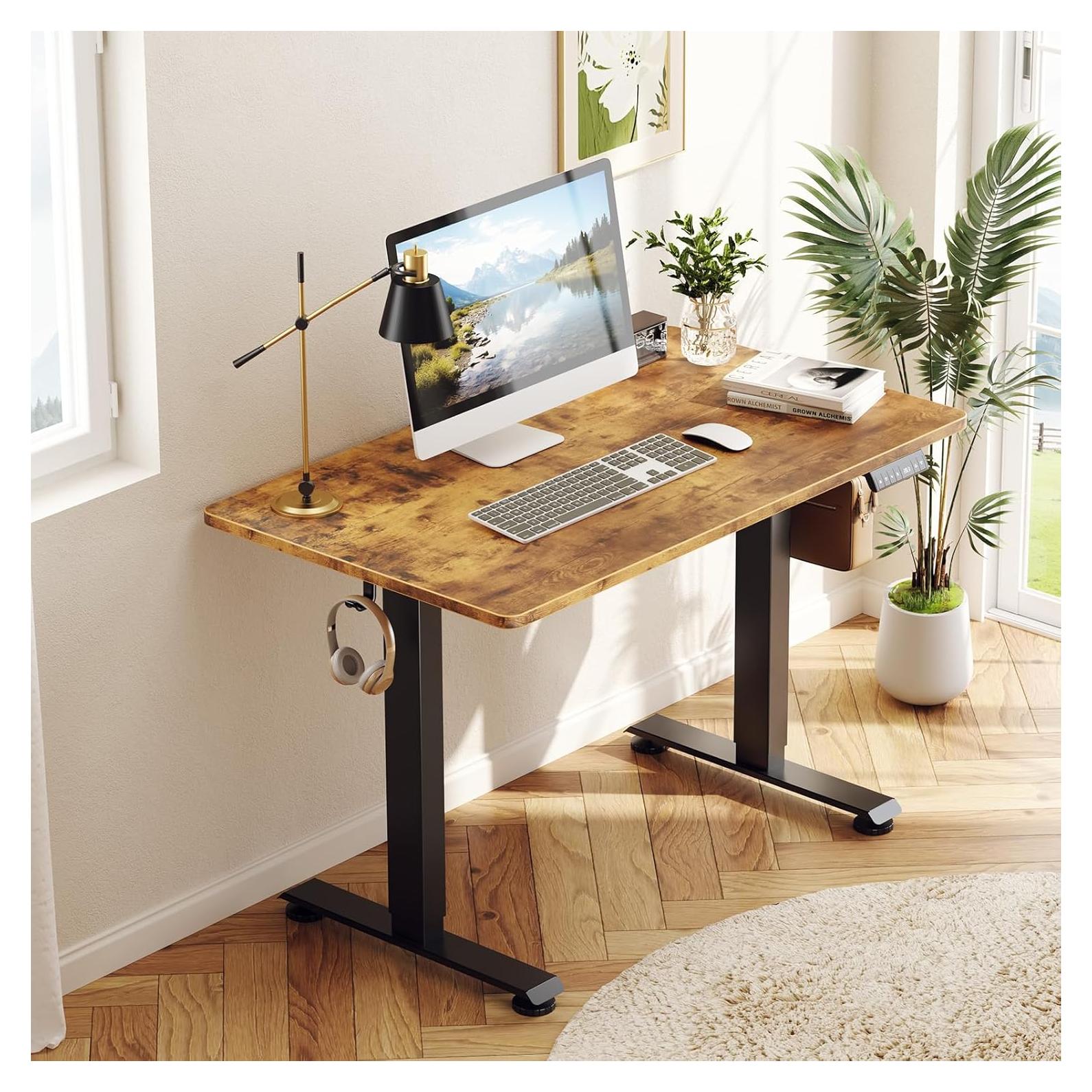 Escritorio Eléctrico Veken 100 cm Altura Ajustable Madera Marrón