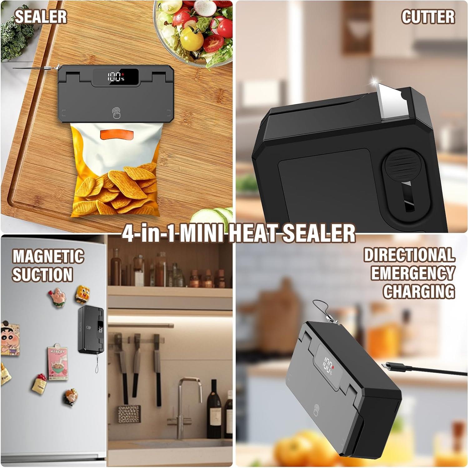 Sellador de Bolsas Mini OCXU 4 en 1 Recargable 3000mAh