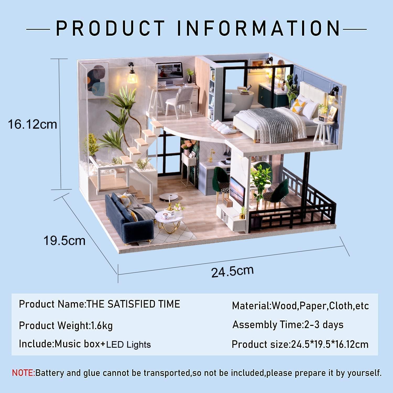 Kit Casa de Muñecas Miniatura DIY CUTEROOM con Muebles y LED