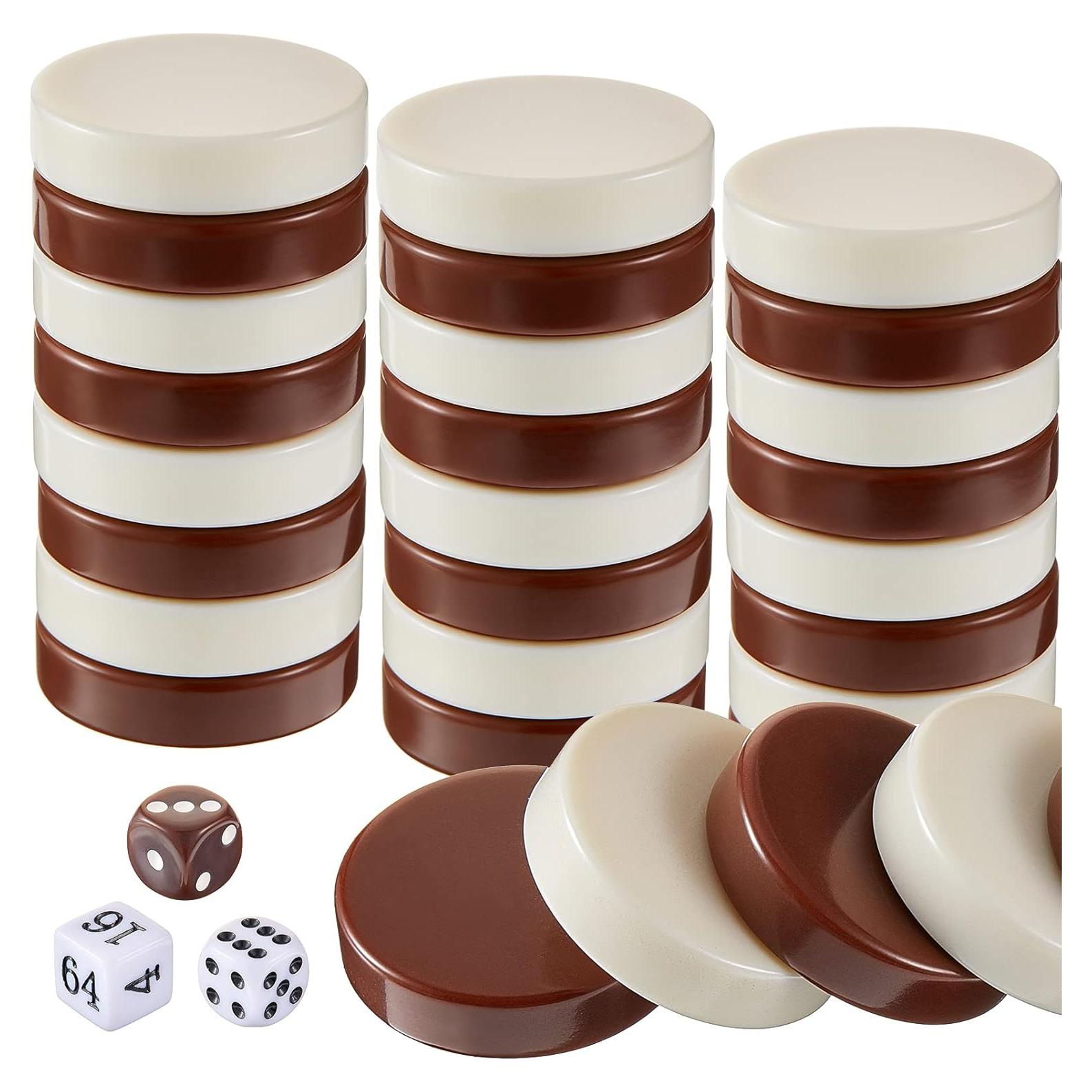 Piezas de Damas de Backgammon Skylety 30 Pcs 32 mm con Dados