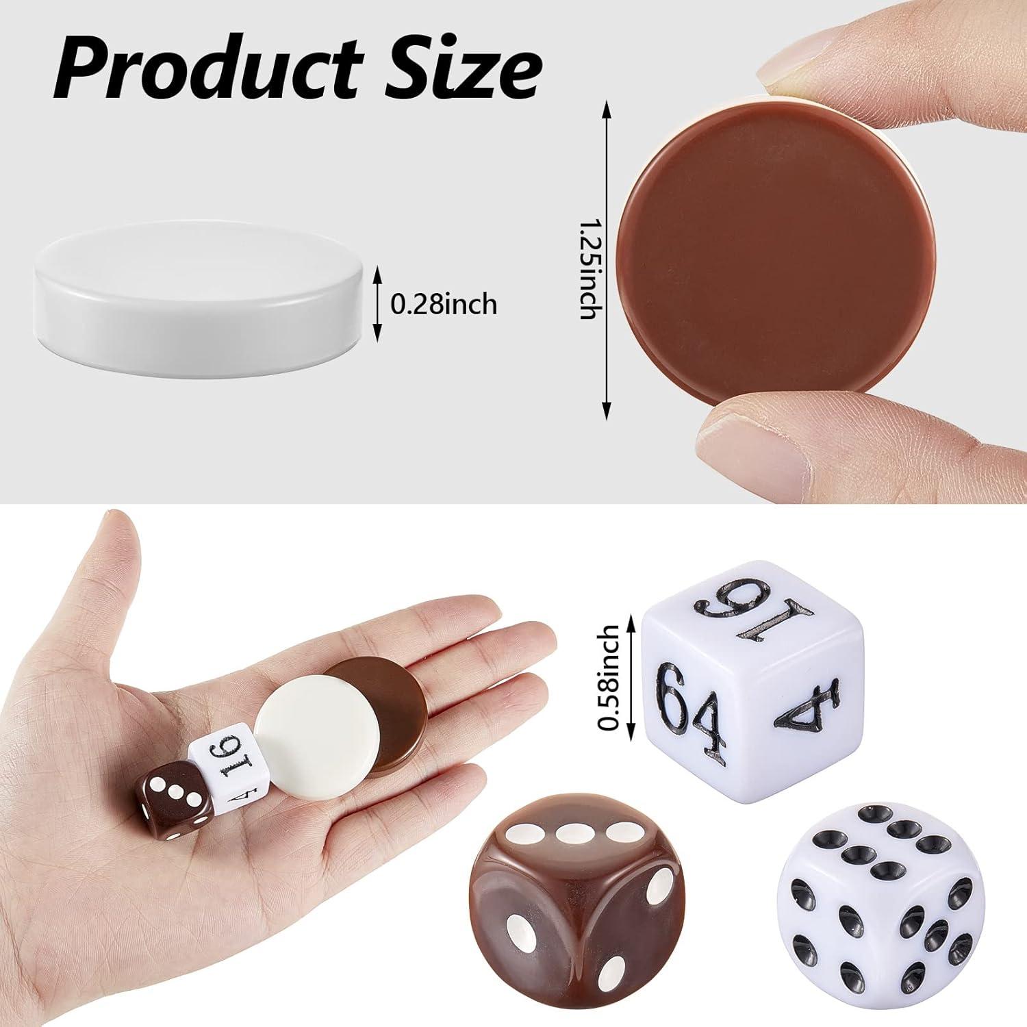 Piezas de Damas de Backgammon Skylety 30 Pcs 32 mm con Dados