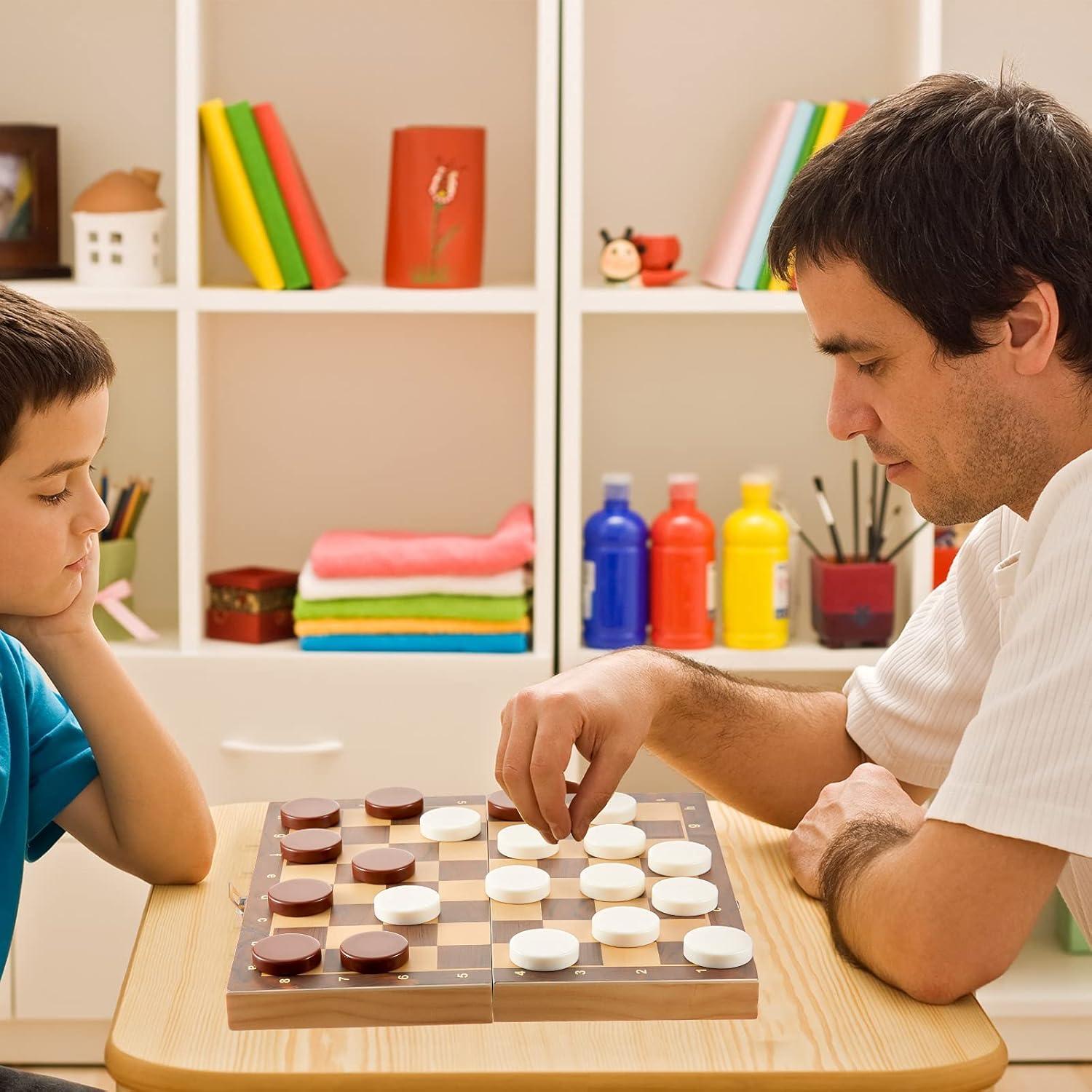 Piezas de Damas de Backgammon Skylety 30 Pcs 32 mm con Dados