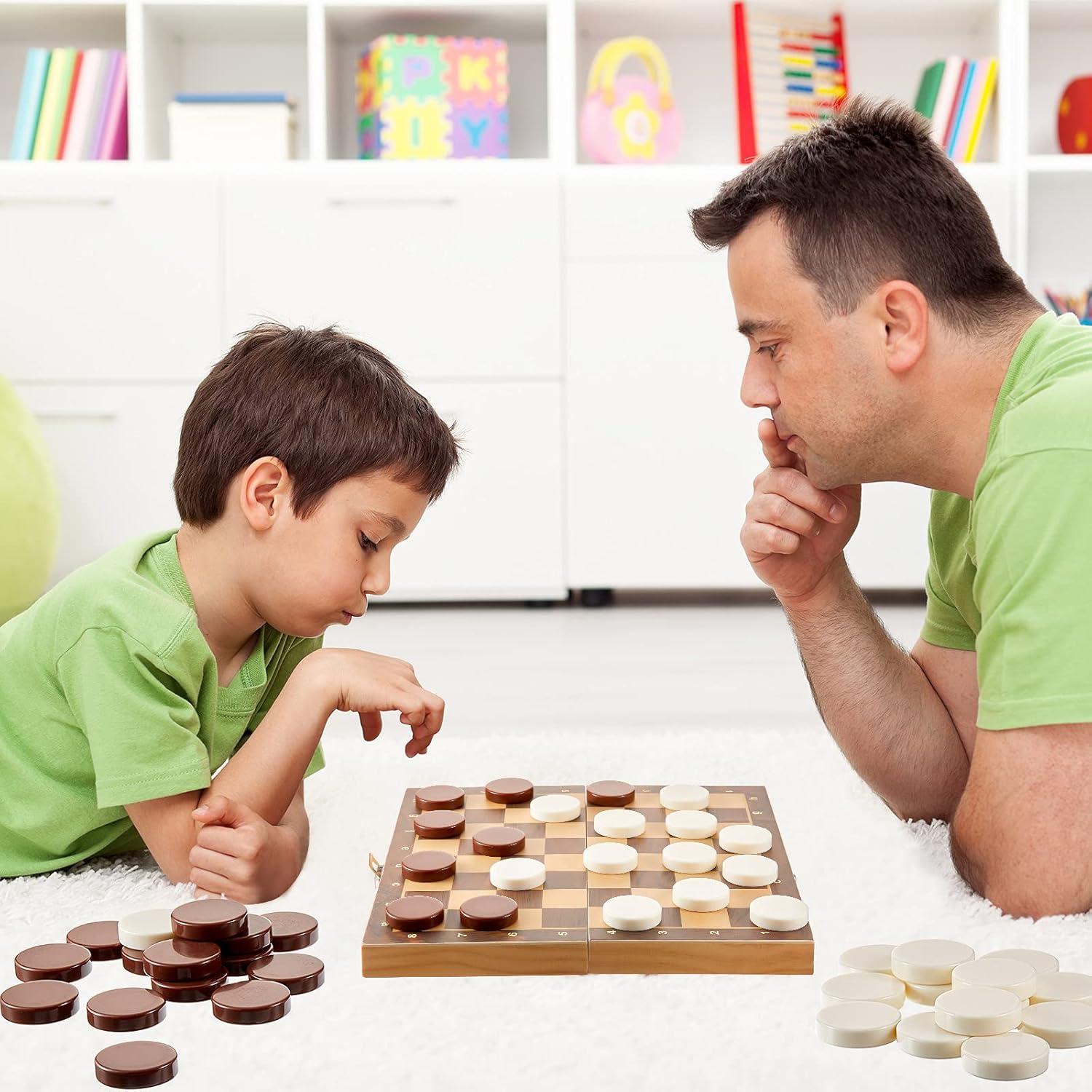 Piezas de Damas de Backgammon Skylety 30 Pcs 32 mm con Dados