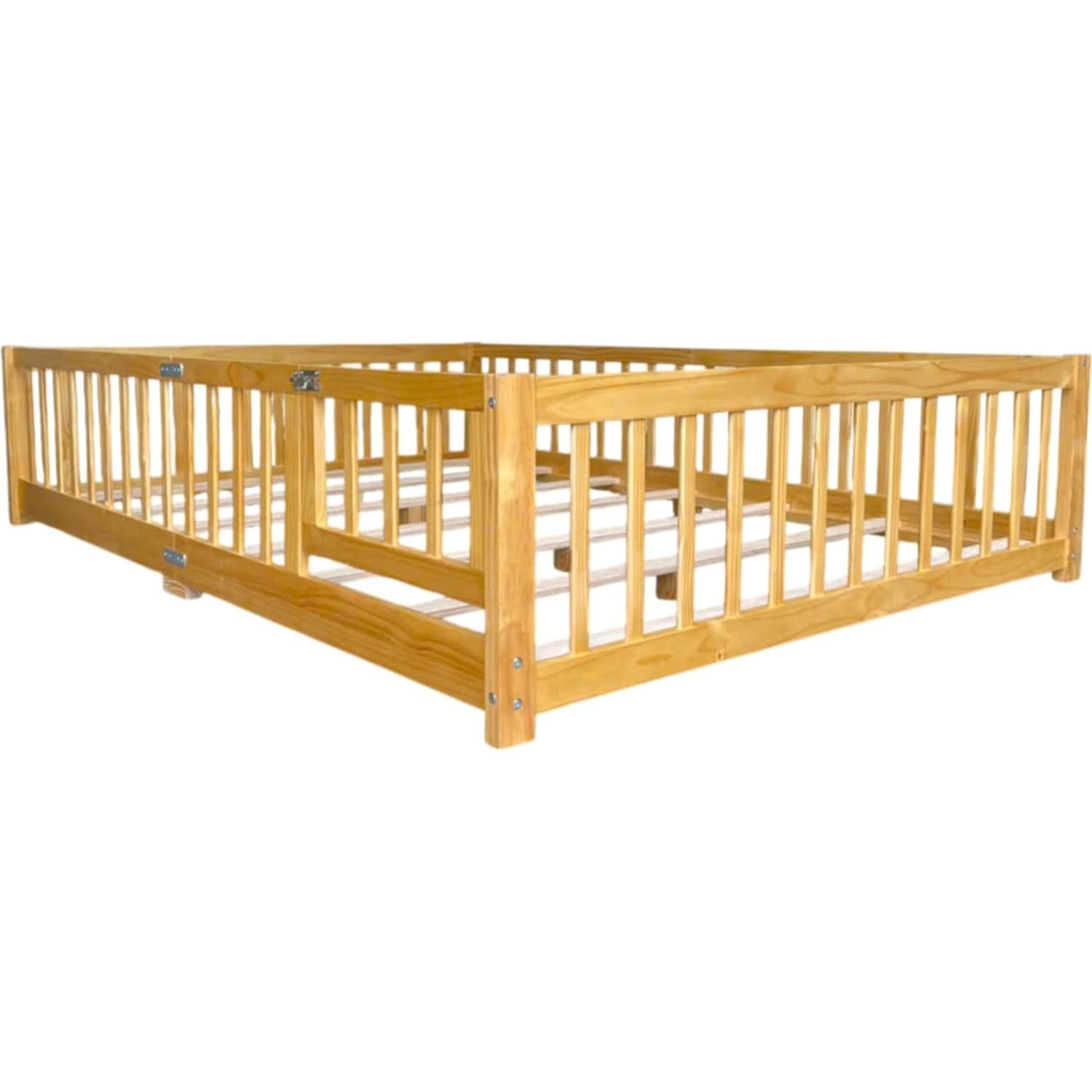 Cama Montessori Completa DNYN Natural con Barandillas de Seguridad