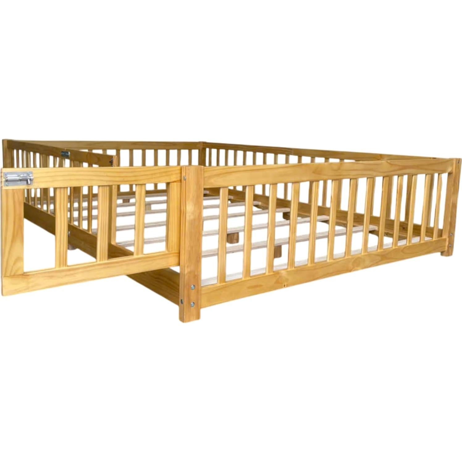 Cama Montessori Completa DNYN Natural con Barandillas de Seguridad