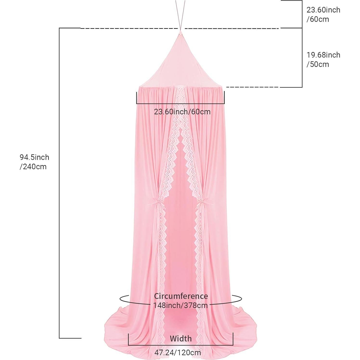 Dosel de Cama Redondo Algodón Rosa OldPAPA 240cm x 50cm