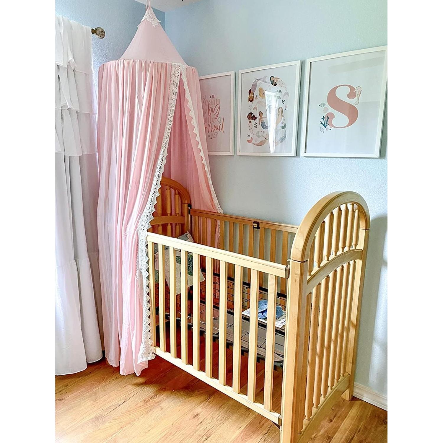 Dosel de Cama Redondo Algodón Rosa OldPAPA 240cm x 50cm