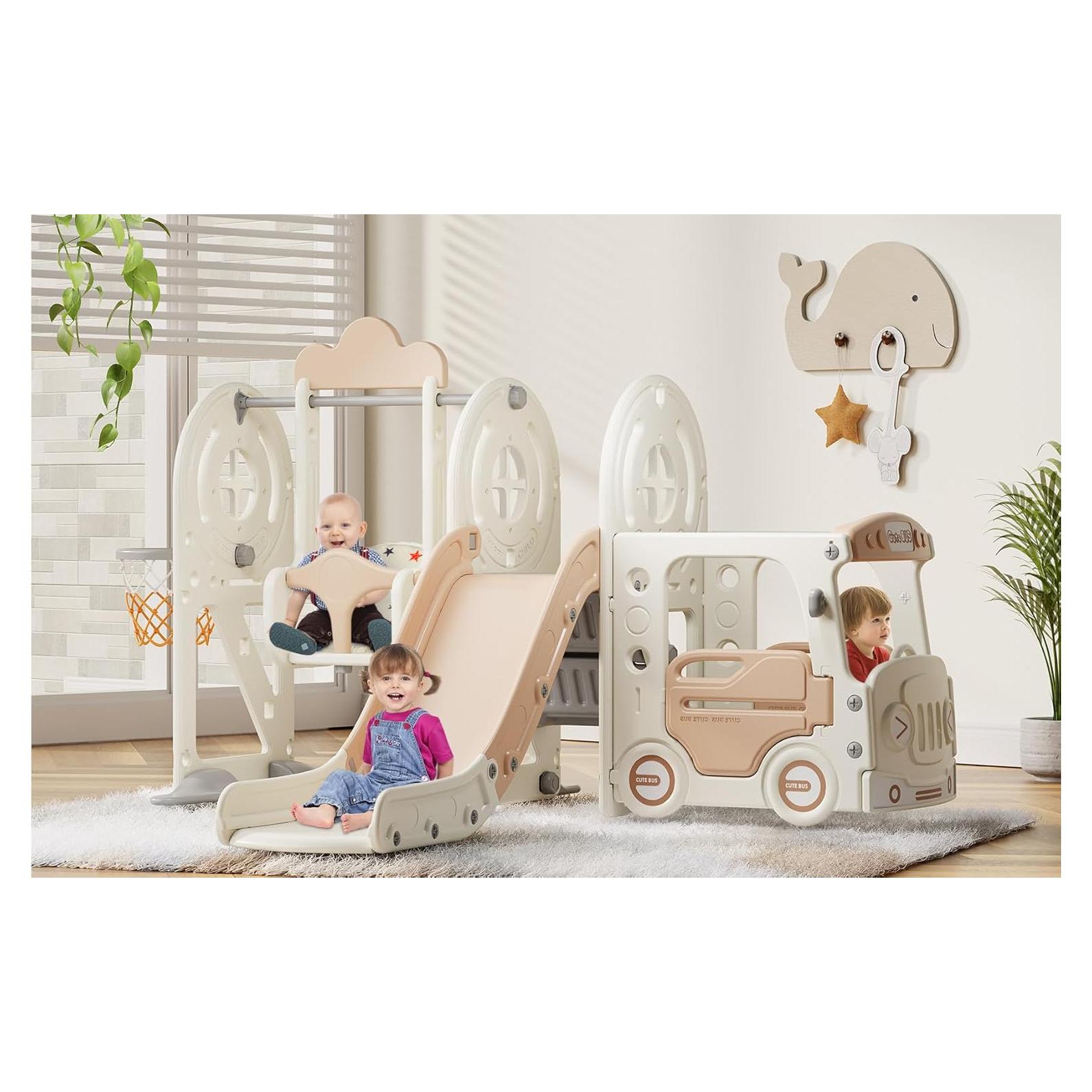 Tobogán para Niños BIERUM 10 en 1 con Columpio y Aro