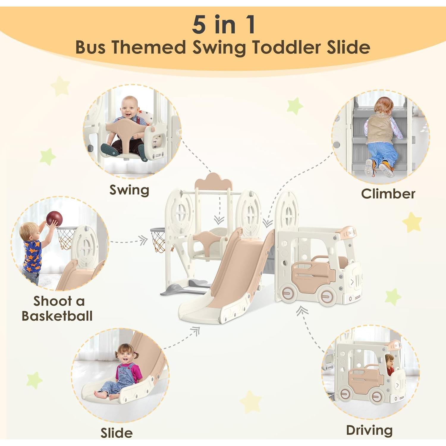 Tobogán para Niños BIERUM 10 en 1 con Columpio y Aro