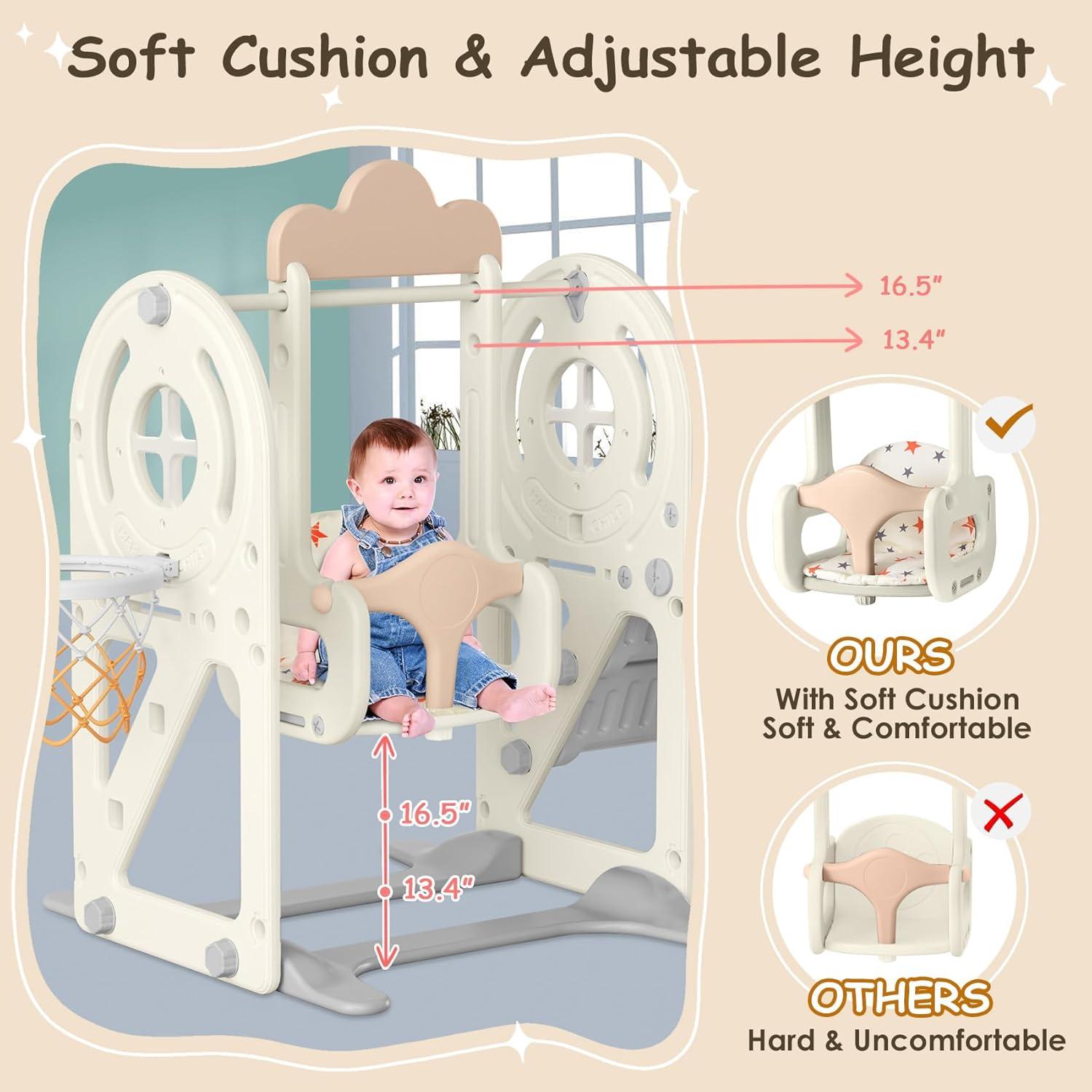 Tobogán para Niños BIERUM 10 en 1 con Columpio y Aro