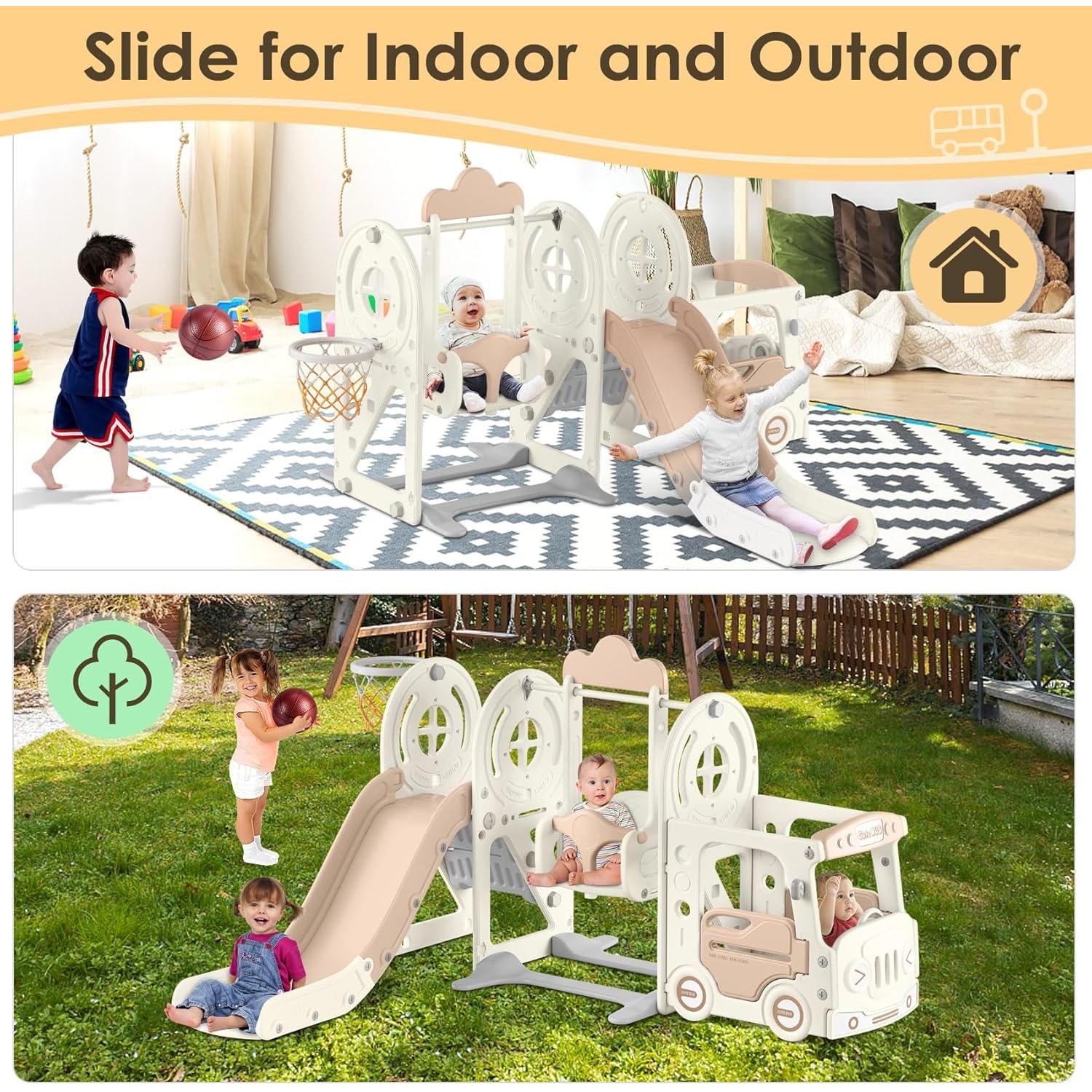 Tobogán para Niños BIERUM 10 en 1 con Columpio y Aro