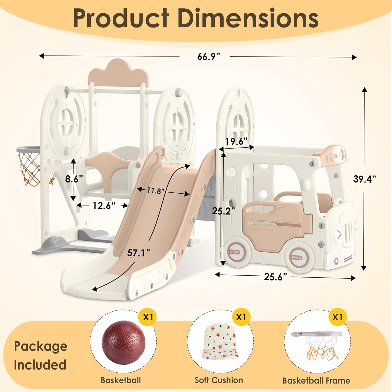 Tobogán para Niños BIERUM 10 en 1 con Columpio y Aro
