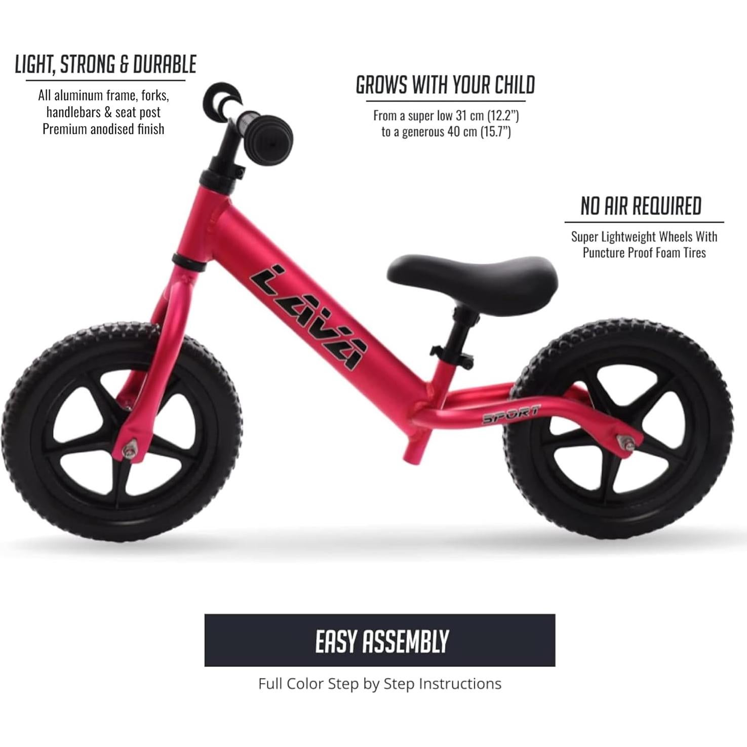 Bicicleta de Equilibrio LAVA Sport Rosa para Niños 2-5 Años