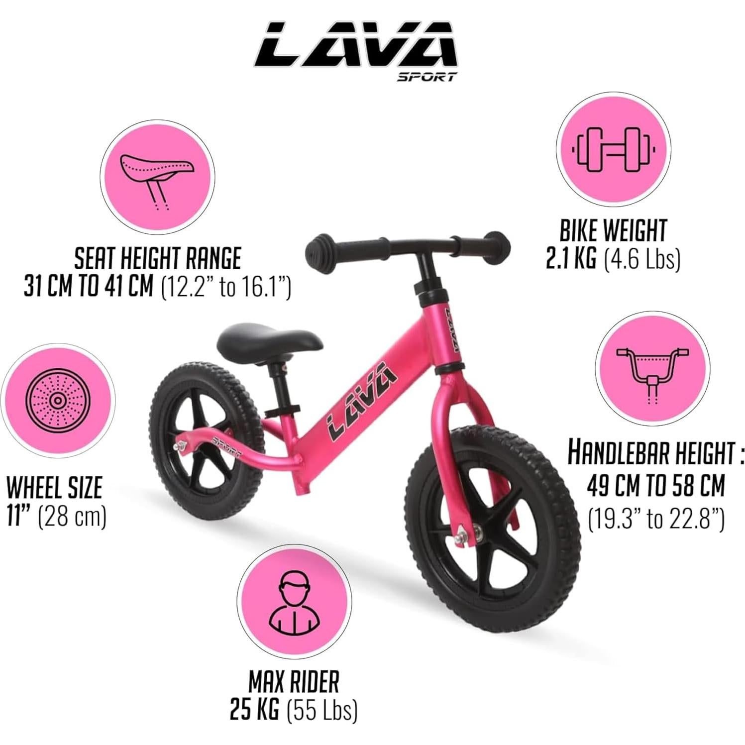 Bicicleta de Equilibrio LAVA Sport Rosa para Niños 2-5 Años