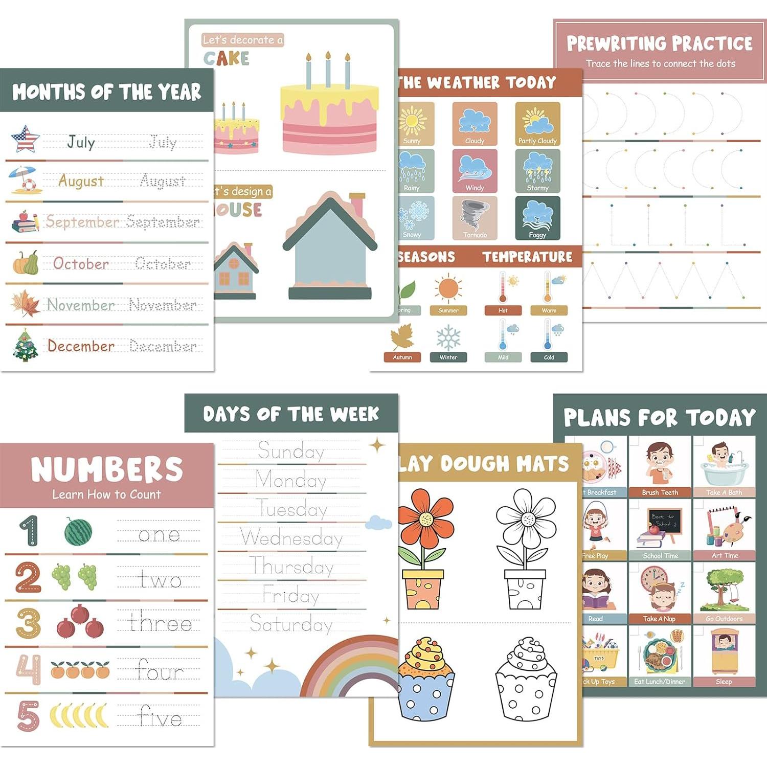 Kit de Menú de Mañana Fuyoooo para Preescolar - 16 Pósters Educativos