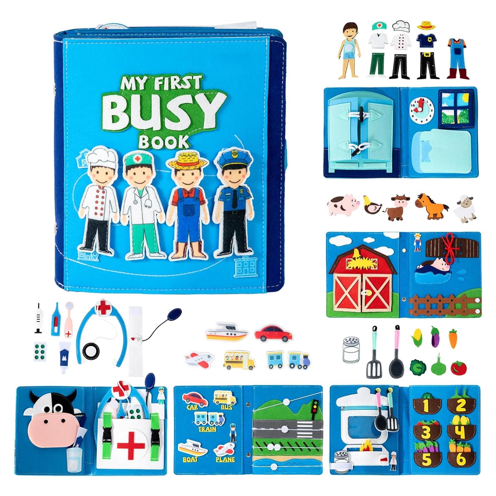 Libro Ocupado Montessori para Niños 3-5 Años - 4 Profesiones