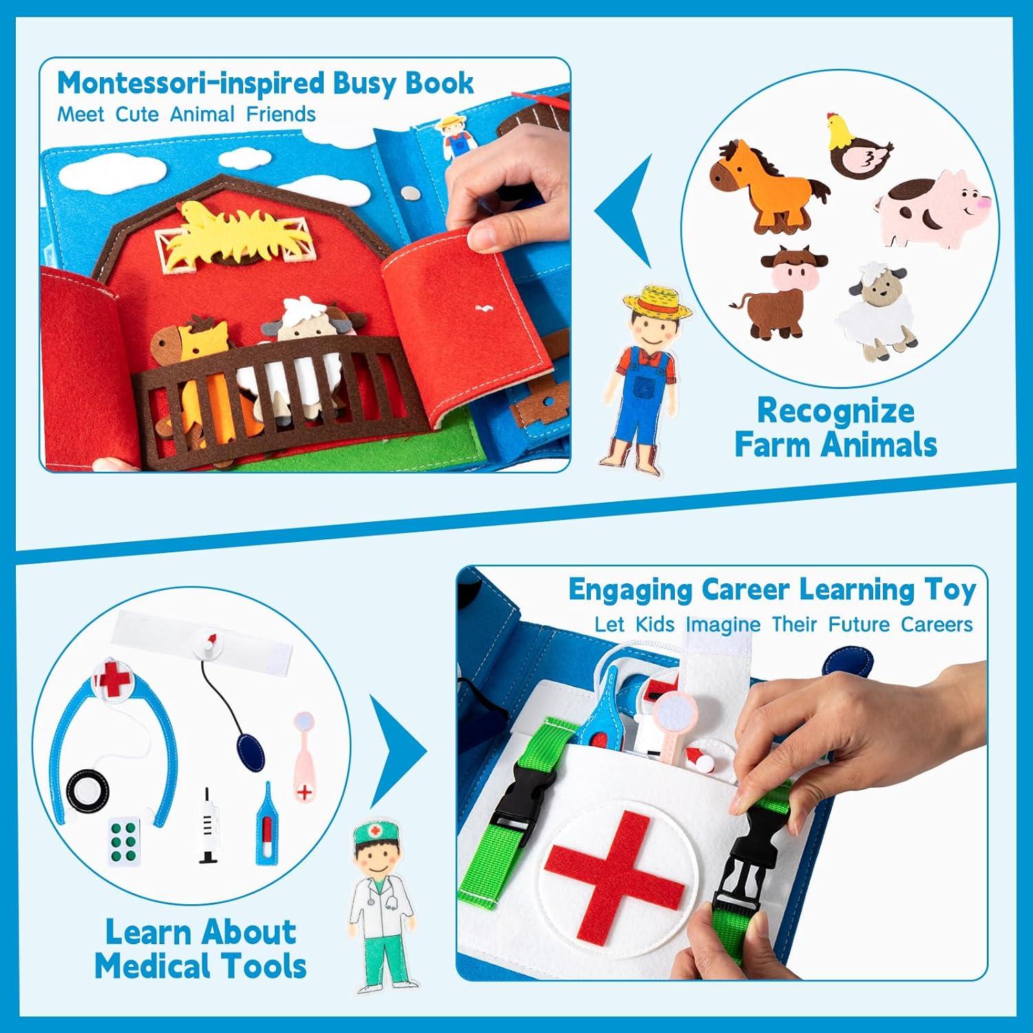 Libro Ocupado Montessori para Niños 3-5 Años - 4 Profesiones