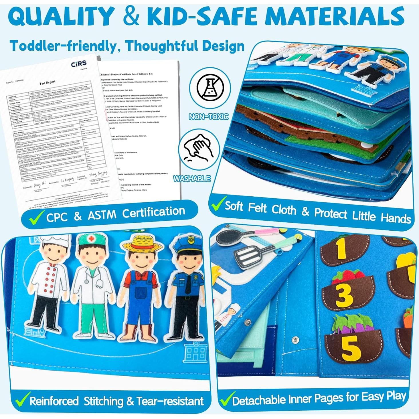 Libro Ocupado Montessori para Niños 3-5 Años - 4 Profesiones