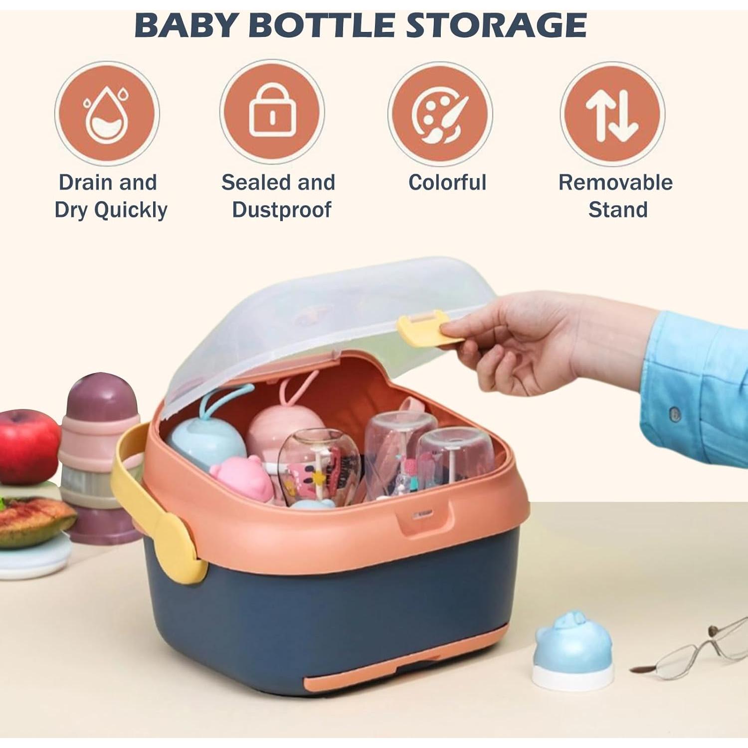 Organizador de Biberones Fuerdich Azul con Tapa Antipolvo