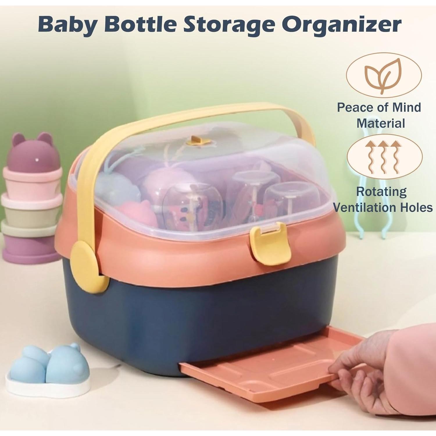 Organizador de Biberones Fuerdich Azul con Tapa Antipolvo