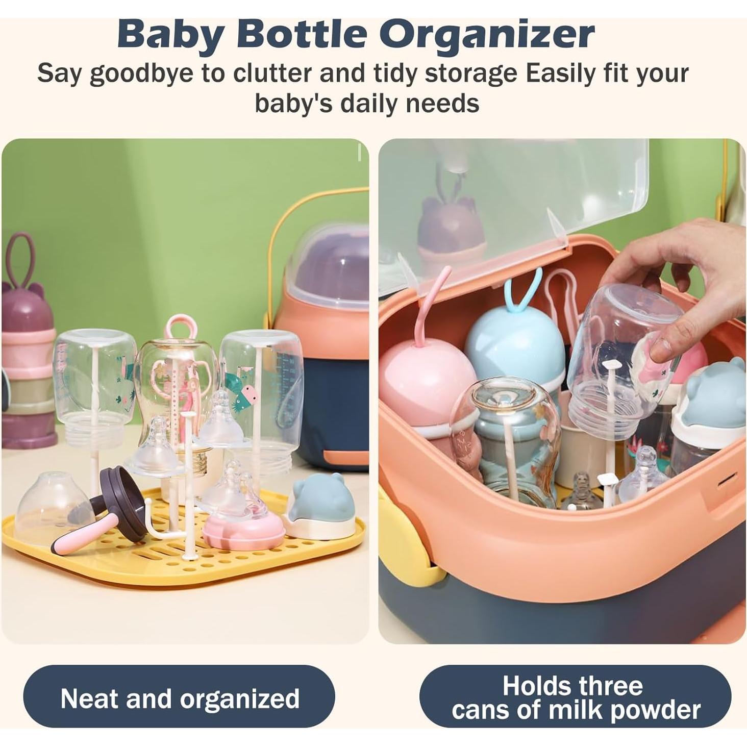 Organizador de Biberones Fuerdich Azul con Tapa Antipolvo