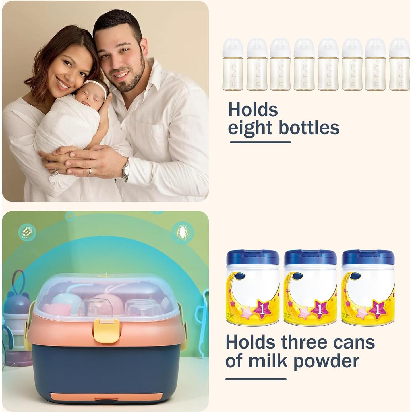 Organizador de Biberones Fuerdich Azul con Tapa Antipolvo