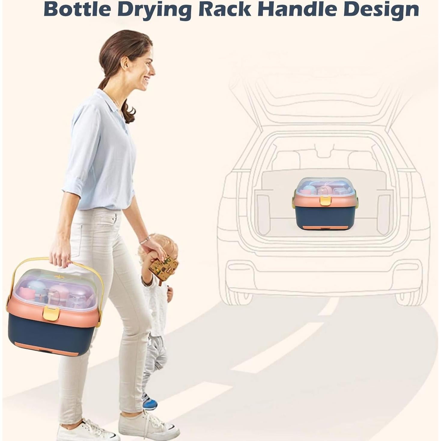 Organizador de Biberones Fuerdich Azul con Tapa Antipolvo