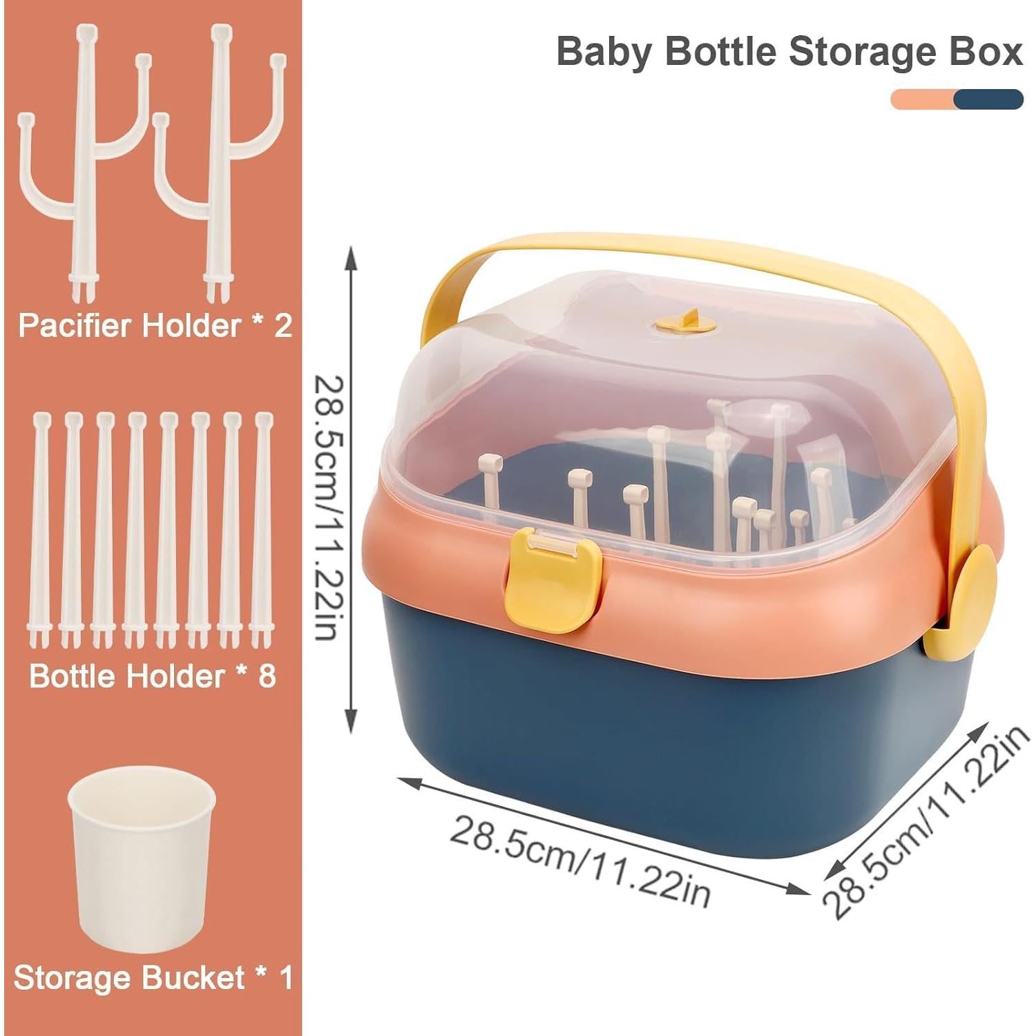 Organizador de Biberones Fuerdich Azul con Tapa Antipolvo