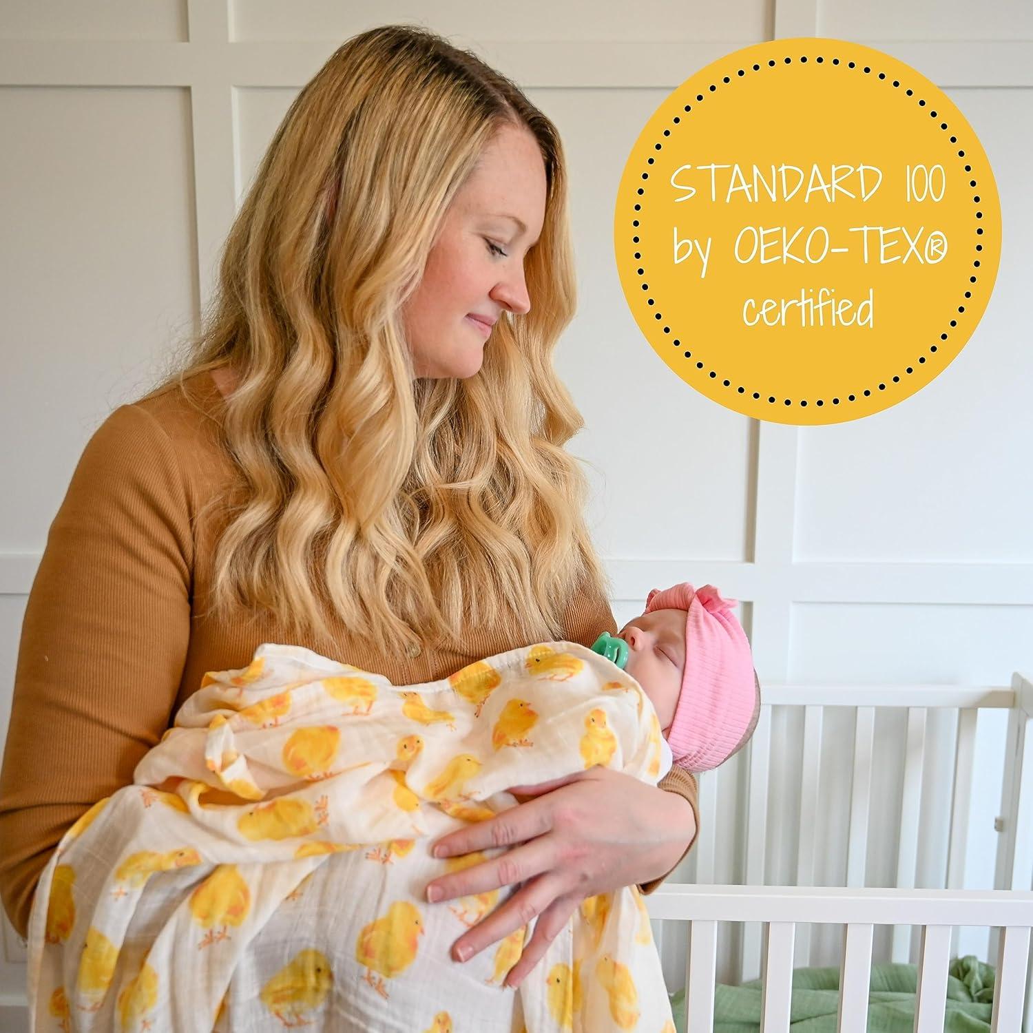 Manta de Envuelo LollyBanks 100% Algodón 120x120 cm Pollito y Conejo