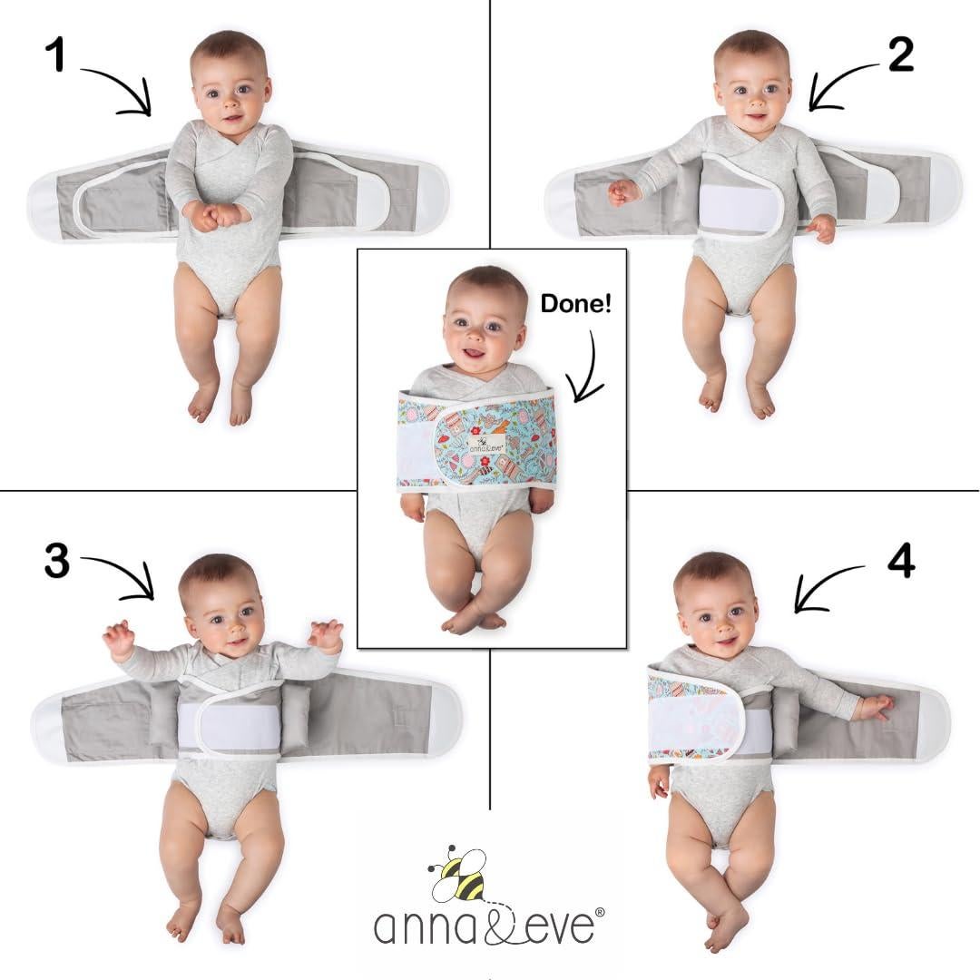 Faja de Envolver para Bebés Anna & Eve - Algodón 100% - Tamaño Pequeño Aqua