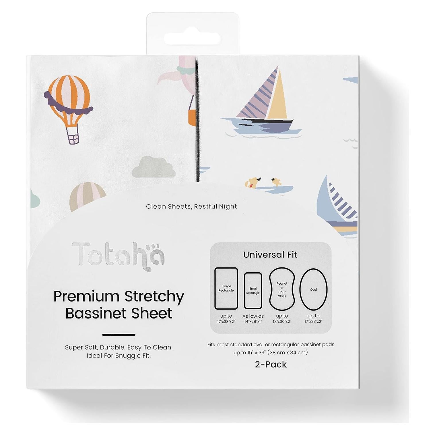 Sábanas de Cuna TotAha Jersey UltraSuave 81x41 cm - 2 Piezas