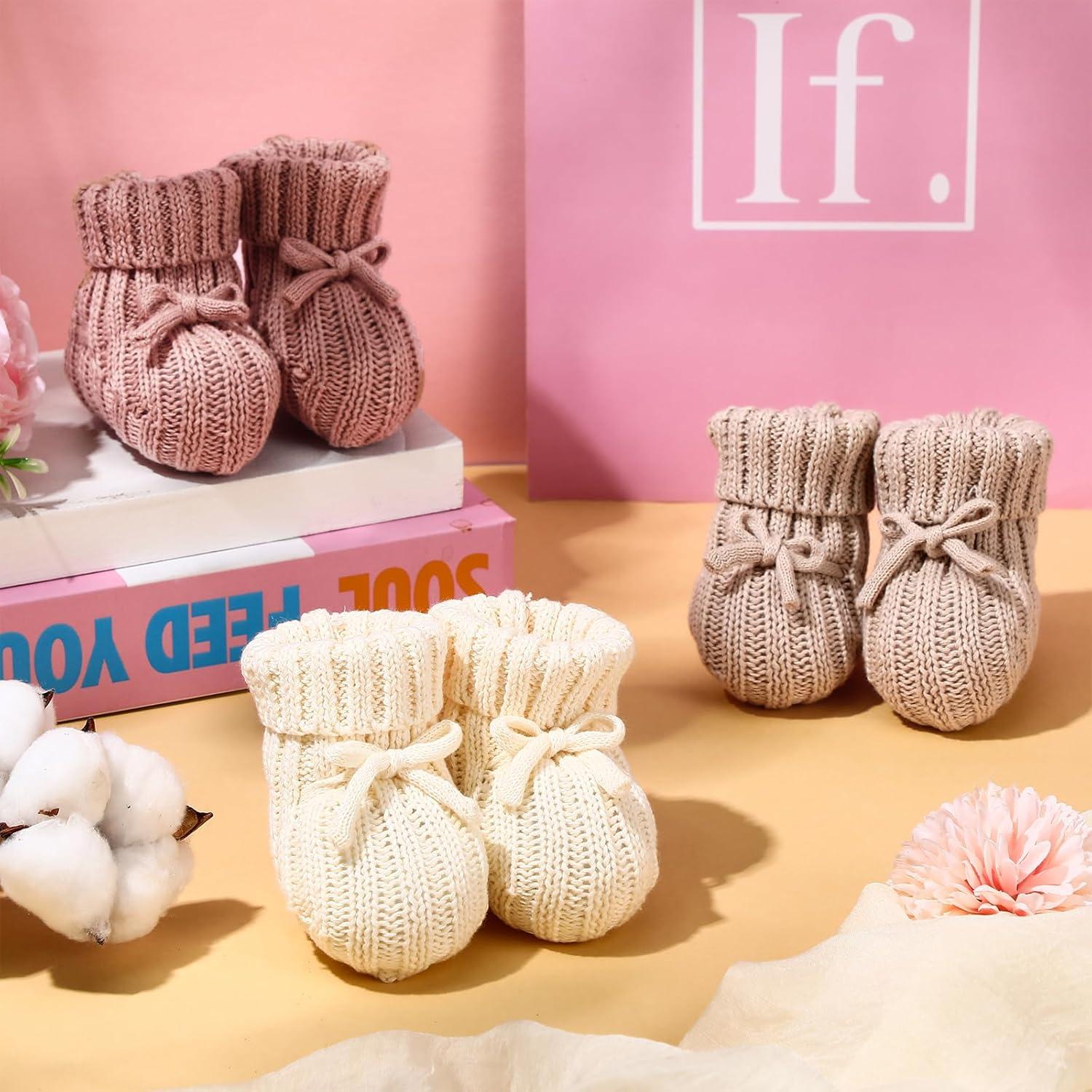 3 Pares de Botines de Bebé Tejidos 0-6 Meses Algodón