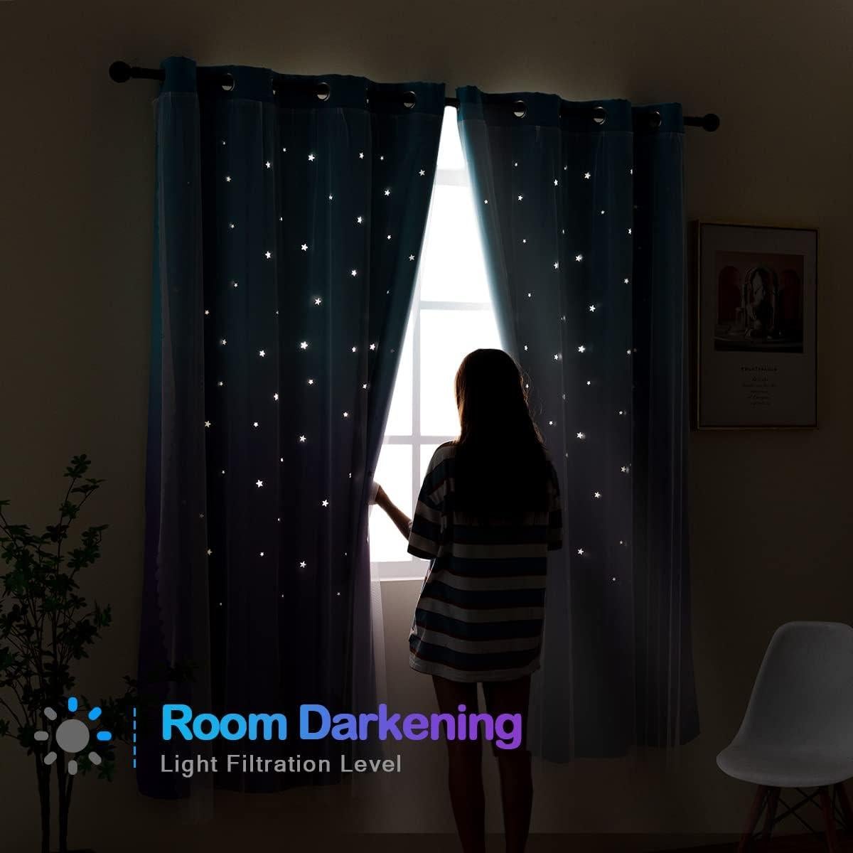 Cortinas Opacas Ombre Azul Púrpura Reepow 132x160 cm - 2 Paneles