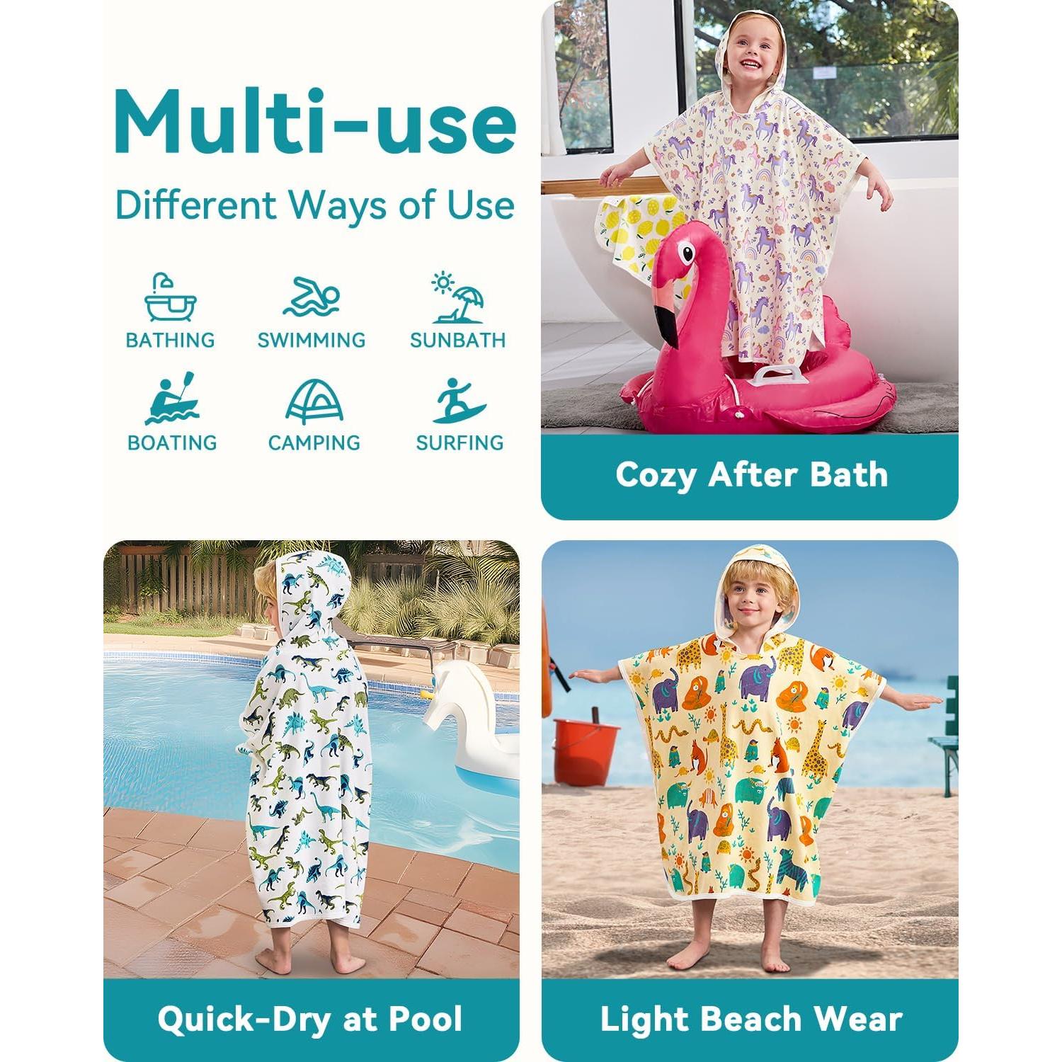 Toalla con Capucha Babee Reshinee para Niños - Dinosaurio 64.8 cm