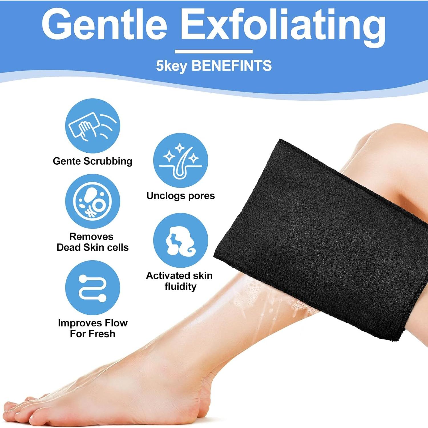 Toalla Exfoliante Coreana Tatuo 12 Piezas Grande Negra